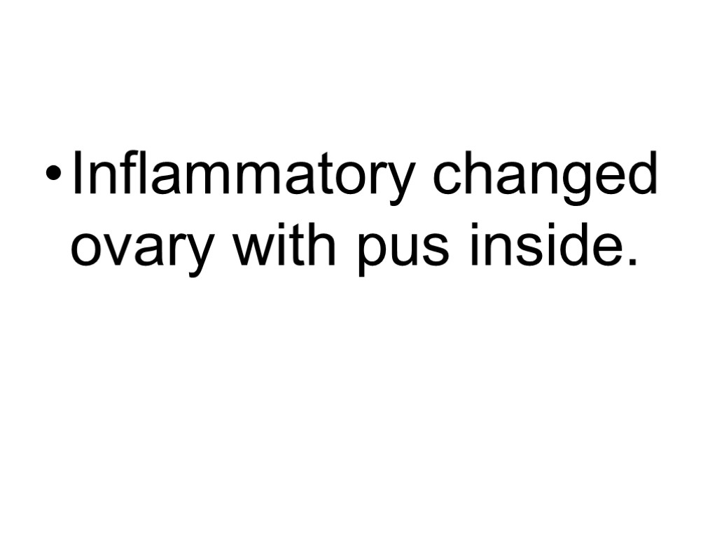 Inflammatory changed ovary with pus inside.